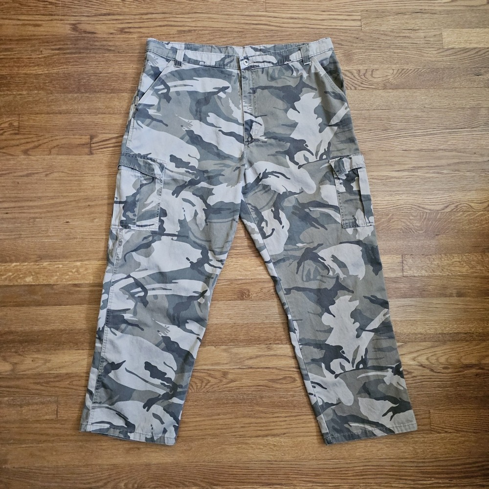 Vintage Wrangler Camo Cargo Pants 40x30 Baggy Wide Leg Y2K  Skater